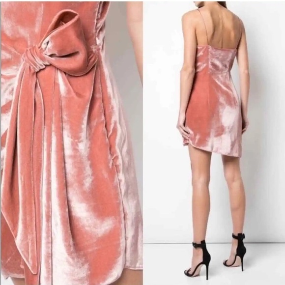 NWT Cinq a Sept Kiki Mini Dress Sash Front Bow Velvet Rosewood Sz 8 - Picture 3 of 14